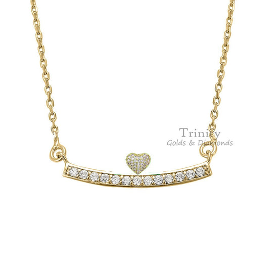 Moissanite And Diamond Pendant Necklace, 925 Sterling Silver, Bar Shape Women&