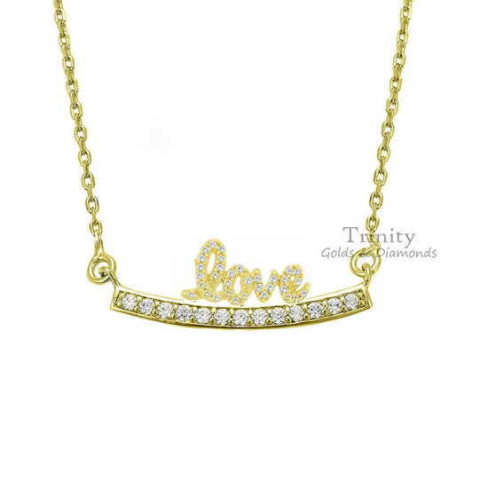 MOISSANITE CURVE NECKLACE, Moissanite Love Name Necklace, Bar Diamond Necklace, Valentine&