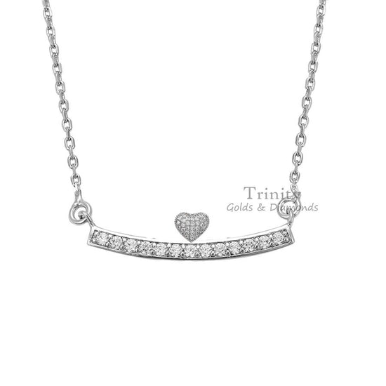 Moissanite And Diamond Pendant Necklace, 925 Sterling Silver, Bar Shape Women&
