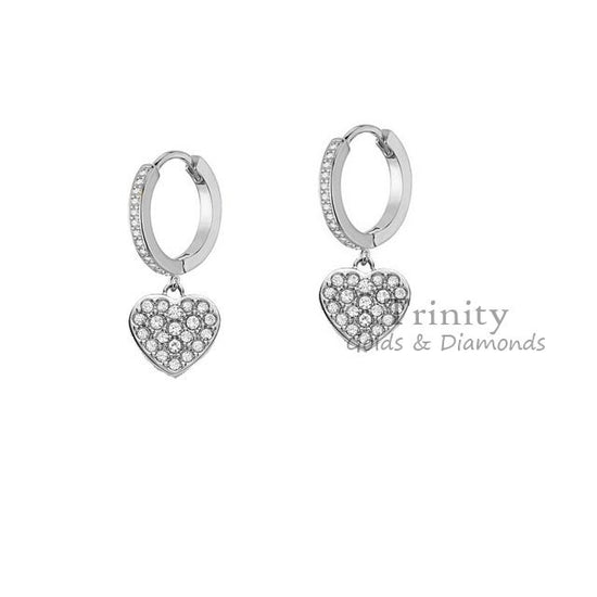 1.50CT 14kt White Gold Plated Moissanite Heart Shape Drop Dangle Earrings, Diamond Heart Earrings, Moissanite Dangle Drop earrings, Gifts