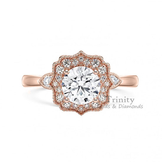 Moissanite And Diamond Ring, Handmade Ring, 14k Rose Gold Plated, Engagement Wedding Women&