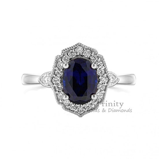 Blue Sapphire Wedding Ring, Unique Sapphire Wedding Anniversary Ring For Women, 925 Sterling Silver Sapphire Engagement Ring,Birthstone Ring
