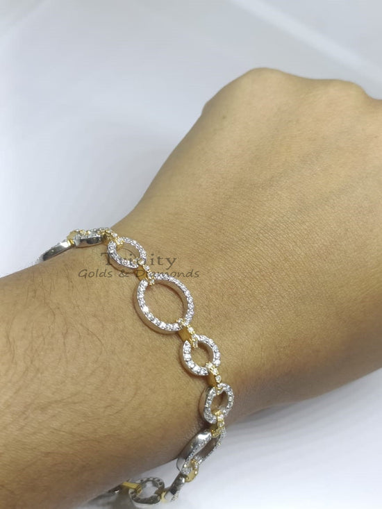 Moissanity And Diamond Bracelet, 14k Yellow Gold Plated, Handmade Bracelet, Engagement Wedding Women&