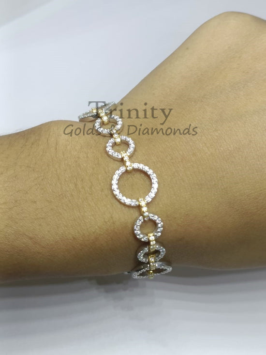 Moissanity And Diamond Bracelet, 14k Yellow Gold Plated, Handmade Bracelet, Engagement Wedding Women&
