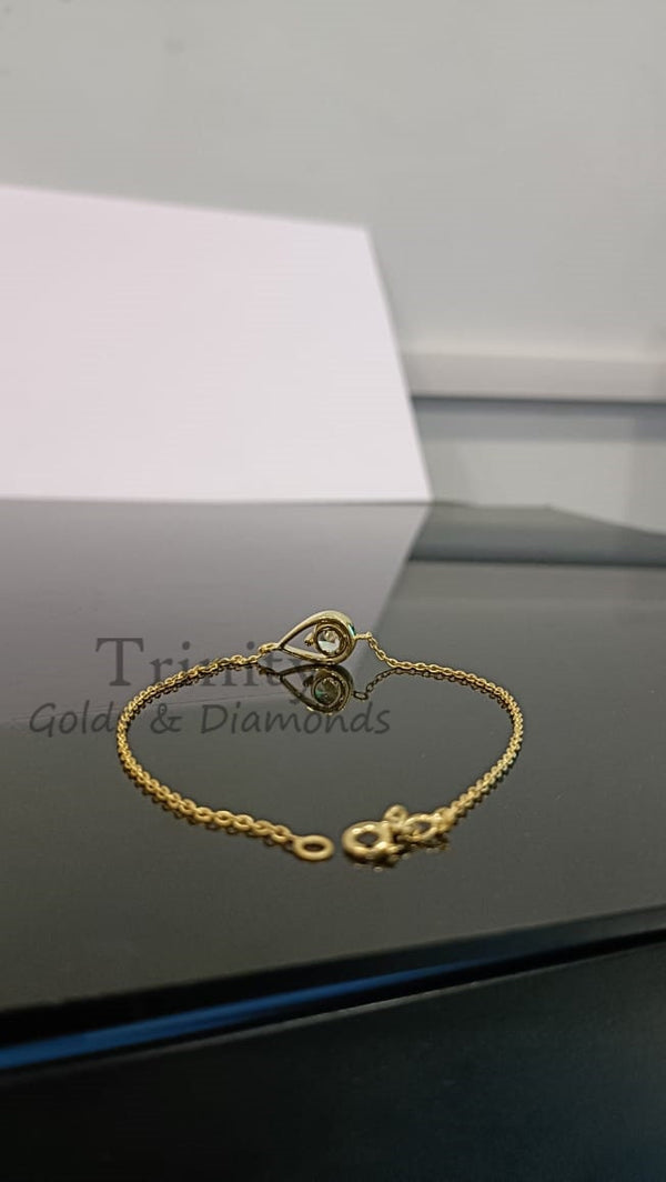 14k Yellow Gold Plated, Moissanite And Diamond Bracelet, Handmade Bracelet, Drop Shape Women's Party Wear Bracelet, Gift For Her,