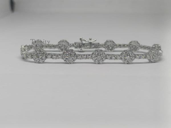 Flower Shape Tennis Bracelet, Diamond Bracelet, Moissanite Tennis Bracelet, Perfect Gift for women, Christmas Gift, 925 Sterling Silver,