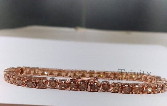 5.0Ct Brown Gemstone Tennis Bracelet • Gemstone Bracelet for Women • Four Prong Box Bracelet• Perfect Anniversary Gift for Her