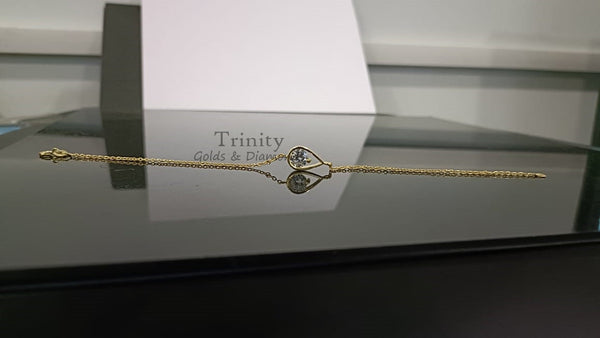 14k Yellow Gold Plated, Moissanite And Diamond Bracelet, Handmade Bracelet, Drop Shape Women's Party Wear Bracelet, Gift For Her,