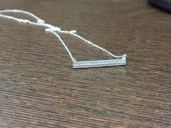 Pave Diamond Necklace，Minimalist Necklace，Irregular Arrangement Diamond Necklace,925 Sterling Silver Necklace，Dainty Necklace, Bar Necklace