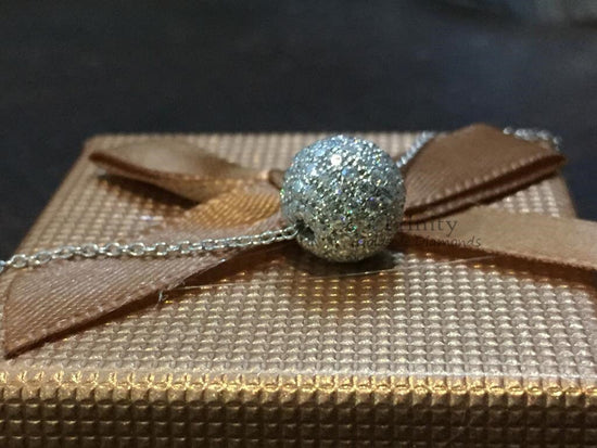 Moissanite Ball Shape Pendant Necklace, Sterling Silver Ball Pendant Necklace, Women&