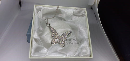 Butterfly Necklace for Women • Pave Set Moissanite Butterfly Pendant • Gift for Her • Statement Jewelry • 14MM In Height • With Chain