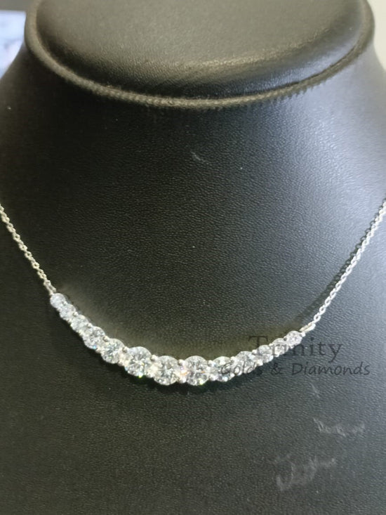 Lab Grown Diamond Curve Bar Necklace • Diamond Necklace • Curved Gold Bar Necklace for Women • Arch Necklace • Perfect Anniversary Gift
