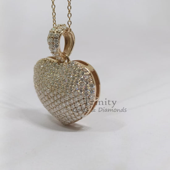 MOISSANITE HEART PENDANT, 3Ct Moissanite Diamond Sterling Silver Heart Shape Pendant With 14kt Rose Gold Finish, Mother&