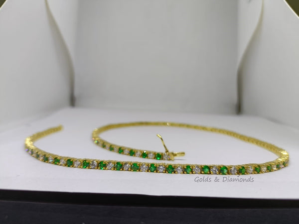 Emerald cz - tennis - necklace - choker - emerald tennis necklace- silver choker - Green Emerald Tennis choker - emerald choker, Emerald