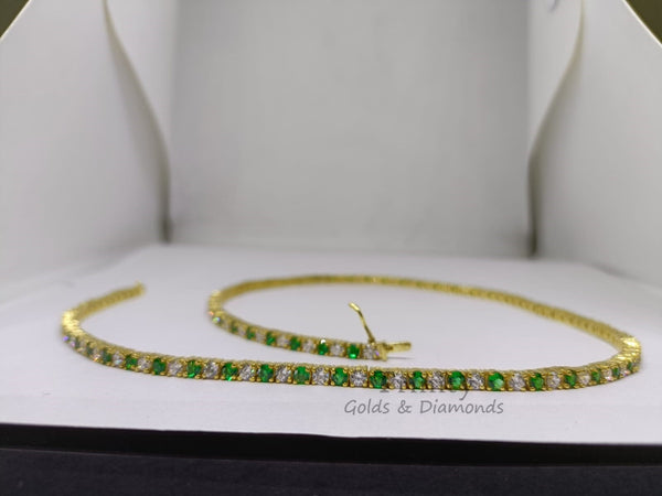 Emerald cz - tennis - necklace - choker - emerald tennis necklace- silver choker - Green Emerald Tennis choker - emerald choker, Emerald