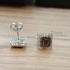 2.00 CT Brown gemstone And Moissanite Stud Earrings, Moissanite Stud Earrings, Brown Gemstone Stud Earrings, Screback Stud Earrings