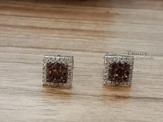 2.00 CT Brown gemstone And Moissanite Stud Earrings, Moissanite Stud Earrings, Brown Gemstone Stud Earrings, Screback Stud Earrings