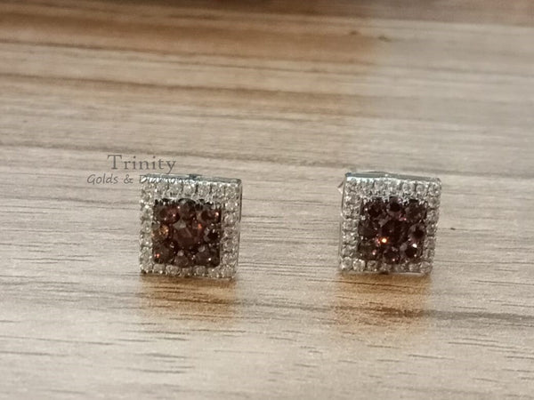2.00 CT Brown gemstone And Moissanite Stud Earrings, Moissanite Stud Earrings, Brown Gemstone Stud Earrings, Screback Stud Earrings