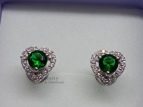 EMERALD STUD EARRINGS, 2.0CT Emerald Heart Stud Earrings, Silver Stud Earrings, Heart Gemstone Stud Earrings,Screwback Emerald stud Earrings