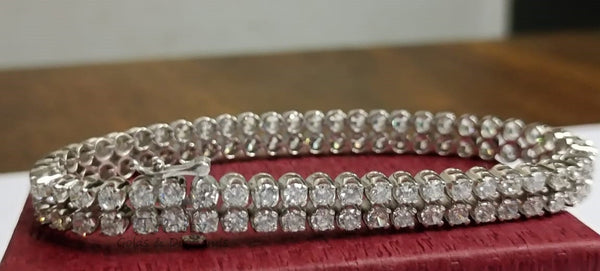 Two Row Moissanite Tennis Bracelet, Diamond Tennis Bracelet for women, Classic Tennis Bracelet, Perfect Gift For women