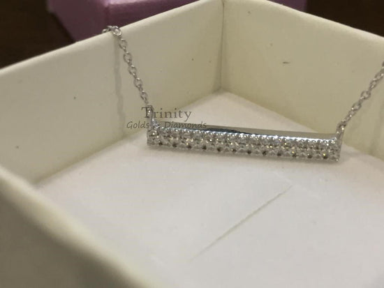 Pave Diamond Necklace,Minimalist Necklace,Irregular Arrangement Diamond Necklace,925 Sterling Silver Necklace,Dainty Necklace, Bar Necklace