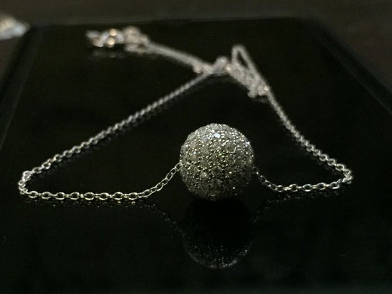 Moissanite Ball Shape Pendant Necklace, Sterling Silver Ball Pendant Necklace, Women&