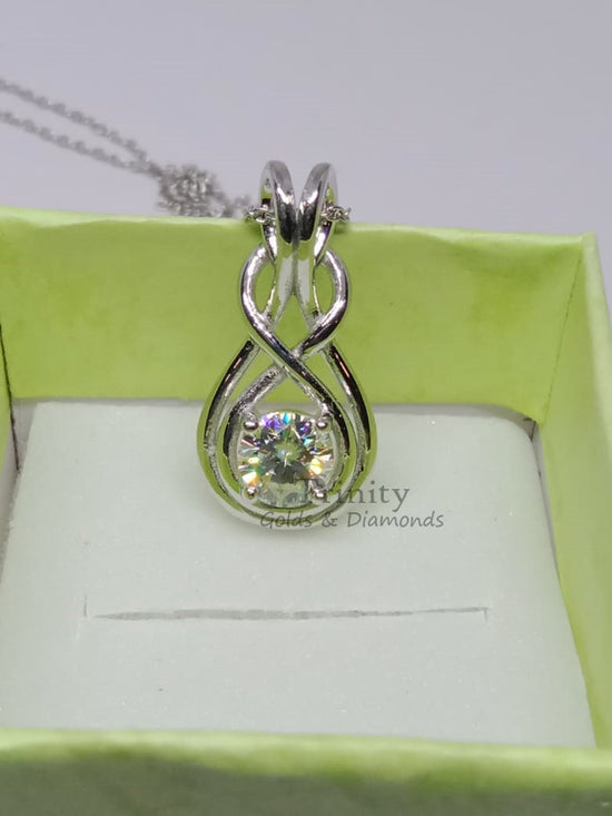 VVS1 Moissanite Silver Necklace for Women, 925 Sterling Silver Moissanite Diamond Necklace - 1 Carat Moissanite Diamond Pendant Necklace