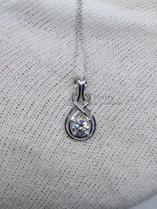 VVS1 Moissanite Silver Necklace for Women, 925 Sterling Silver Moissanite Diamond Necklace - 1 Carat Moissanite Diamond Pendant Necklace