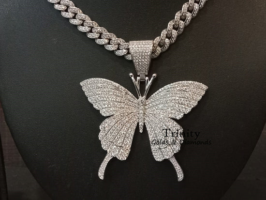 Moissanite Butterfly Shape Pendant Necklace , Sterling Silver Pendant Necklace, Moissanite Necklace, Mother&