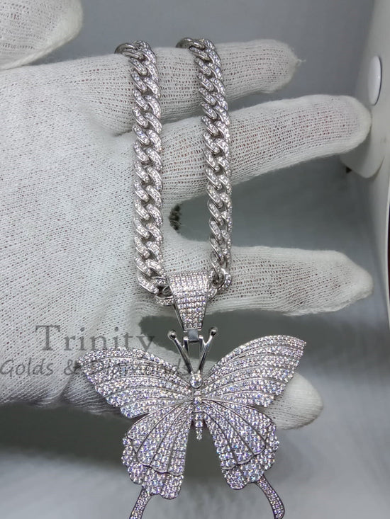 Moissanite Butterfly Shape Pendant Necklace, Sterling Silver Pendant Necklace,Moissanite Butterfly Necklace, Mother&
