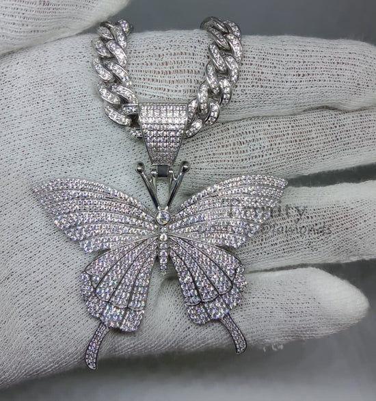 Moissanite Butterfly Shape Pendant Necklace, Sterling Silver Pendant Necklace,Moissanite Butterfly Necklace, Mother&