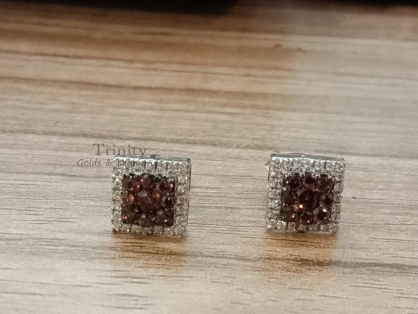 2.00 CT Brown gemstone And Moissanite Stud Earrings, Moissanite Stud Earrings, Brown Gemstone Stud Earrings, Screback Stud Earrings