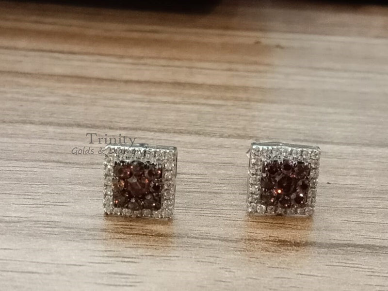 2.00 CT Brown gemstone And Moissanite Stud Earrings, Moissanite Stud Earrings, Brown Gemstone Stud Earrings, Screback Stud Earrings