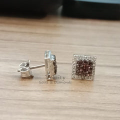 2.00 CT Brown gemstone And Moissanite Stud Earrings, Moissanite Stud Earrings, Brown Gemstone Stud Earrings, Screback Stud Earrings