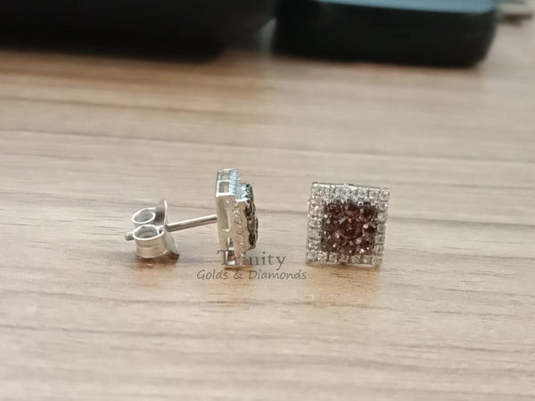 2.00 CT Brown gemstone And Moissanite Stud Earrings, Moissanite Stud Earrings, Brown Gemstone Stud Earrings, Screback Stud Earrings