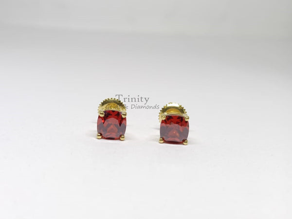 Red Garnet Stud Earrings, Cushion Garnet Stud Earrings, 925 Sterling Silver Long Stud Earrings, Antique Silver Earrings, Mother's day Gifts