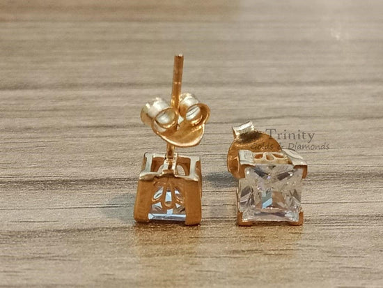 2.0CT Moissanite Princess Cut Stud Earrings, Screwback Moissanite Stud Earrings, Sterling Silver 925 Moissanite Diamond Stud Earring For Her