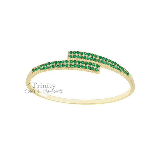 Four Row Gemstone Bangle, Cuff Bangle, Multi row Diamond Bangle, 14KT Gold Plated, Perfect Gift For Women.