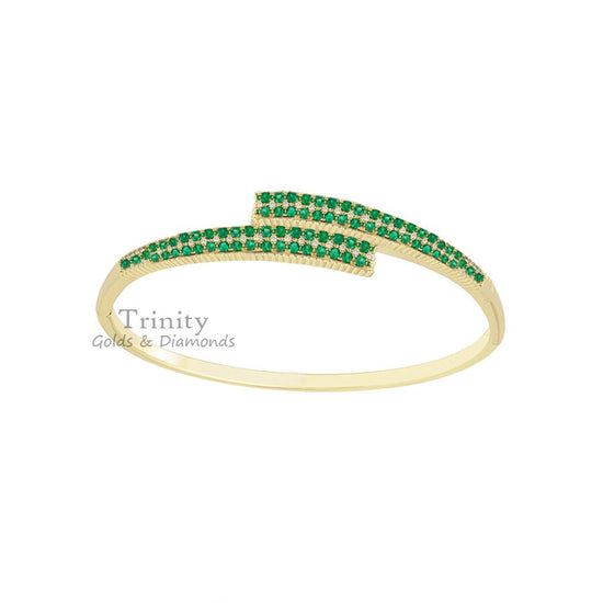 Four Row Gemstone Bangle, Cuff Bangle, Multi row Diamond Bangle, 14KT Gold Plated, Perfect Gift For Women.