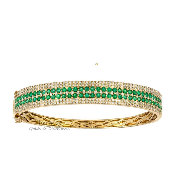 EMERALD BANGLE BRACELET, Emerald Diamond bracelet, Emerald and cZ Bracelet Sterling Silver, Emerald Bracelet, Emerald Cz Bracelet Bangle
