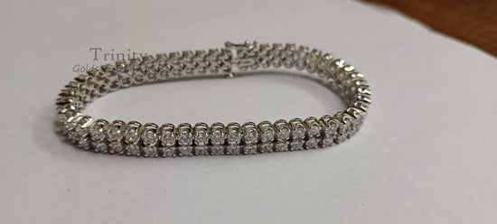 Two-Row Diamond Tennis Bracelet in 925 Silver • 9.50 CTW Moissanite Tennis Bracelet • Elegant Double Row Bracelet for Women-Size-7-10 Inches