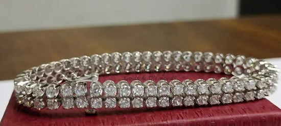 Two-Row Diamond Tennis Bracelet in 925 Silver • 9.50 CTW Moissanite Tennis Bracelet • Elegant Double Row Bracelet for Women-Size-7-10 Inches