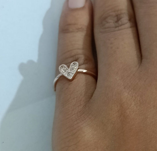 Small heart ring, dainty heart ring, silver heart ring, diamond heart ring, sterling silver heart ring, dainty delicate ring for her, gifts