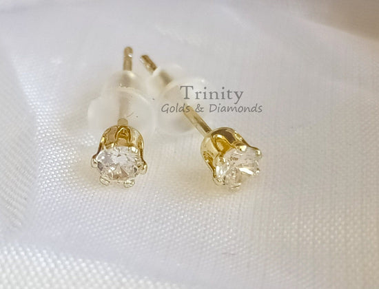 Diamond Stud Earrings, 1.00 Ct Round Cut Diamond Solitaire Stud Earrings, 925 Sterling Silver Prong Set Earrings, Antique Silver Earrings