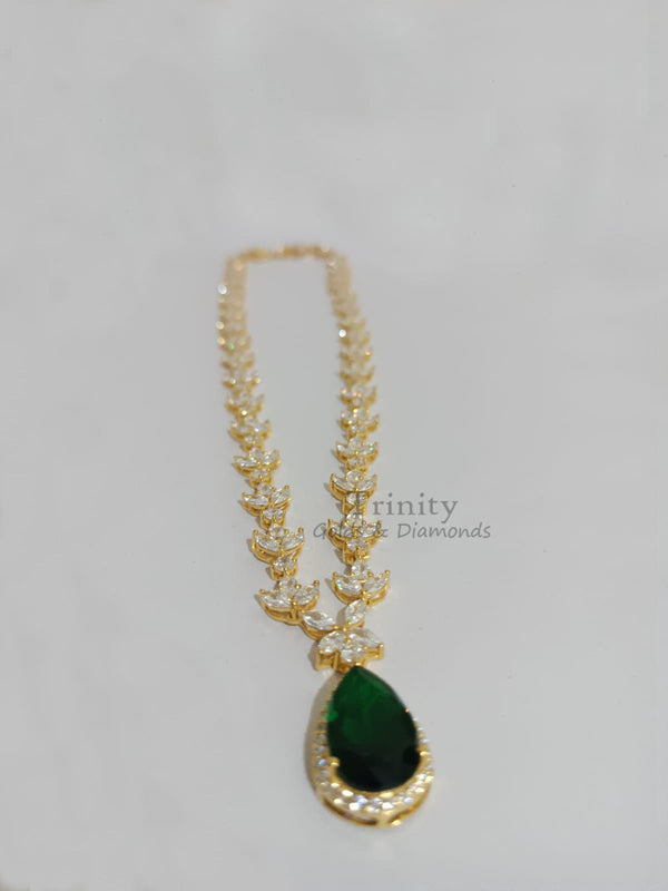 Emerald And Diamond Necklace • GreenPear Emerald Engagement Wedding Necklace • Bridal Jewelry Necklace • Vintage Necklace • Perfect Gift
