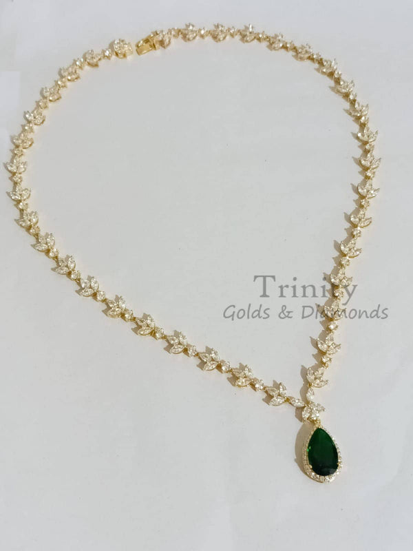 Emerald And Diamond Necklace • GreenPear Emerald Engagement Wedding Necklace • Bridal Jewelry Necklace • Vintage Necklace • Perfect Gift