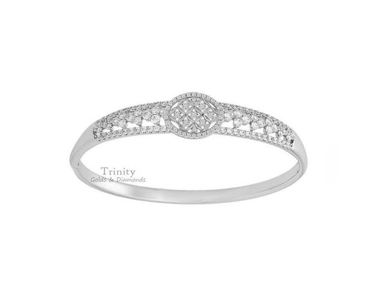 2.0Ct Moissanite Diamond Bangle For Women, 14KT White Gold Plated, Perfect gift for Her