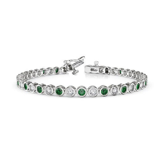 Moissanite Tennis Bracelet For Women, 3 MM Round Cut Moissanite Bezel Set Bracelet, Wedding Bracelet Gift, Valentines day Gift