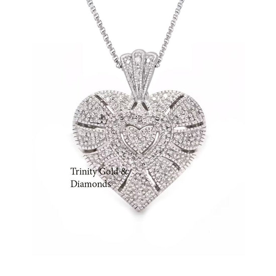 Heart Pendant • ART DECO Miligrain Moissanite Necklace for Women Filigree Heart Pendant Perfect Gift For Women •