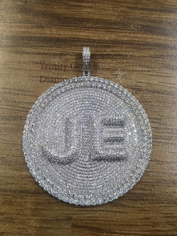 Customized Hip Hop Jewellery • Big Initials In Circle, Personalized Moissanite Jewelry, Perfect Gift For Him, Big Pendant.